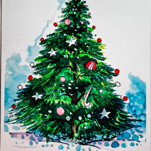 Merry Christmas Tree Postcard